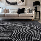 Rugshop Circles Arch Shag Area Rug Anthracite Dark Gray 5' x 7' Great by Rugshop