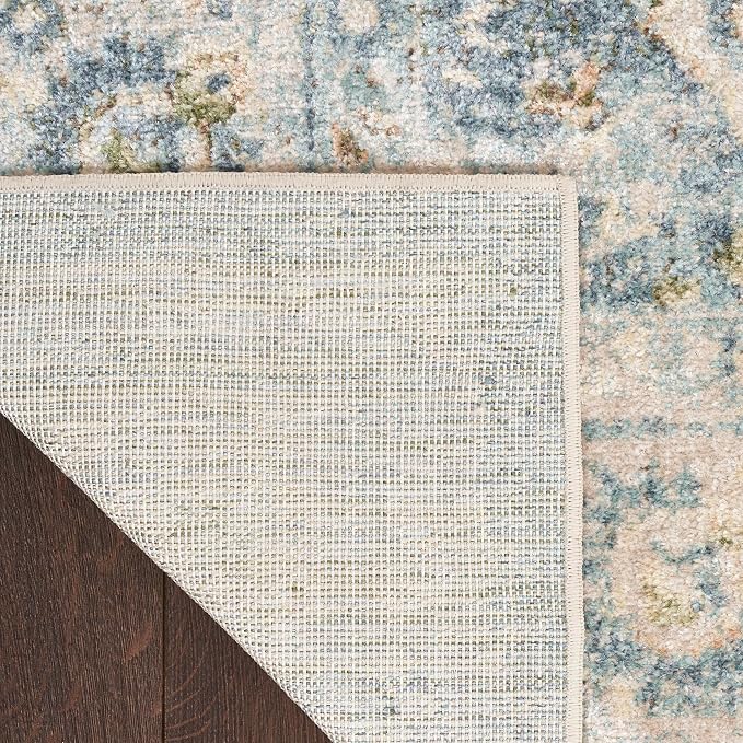 Nourison Home Astra Machine Washable Teal Beige 2' x 6' Area Rug Easy Clean - Image 7