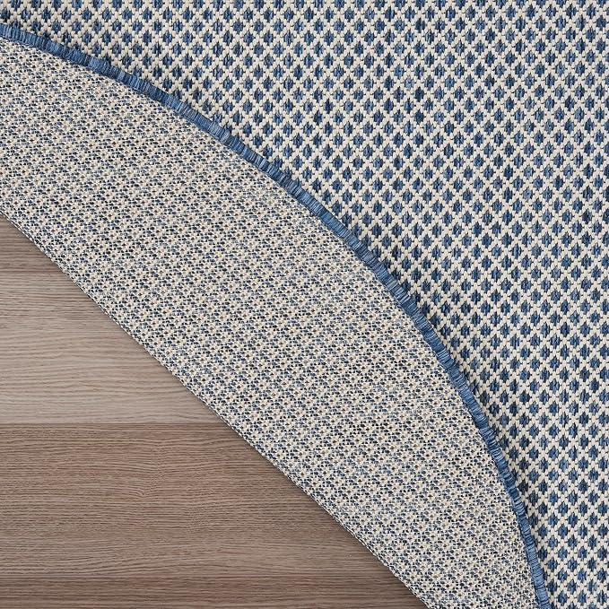 Nourison Home Courtyard Ivory Blue 5' x Round Area Rug - Image 10
