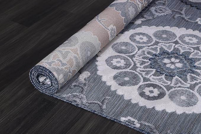CAMILSON Indoor Outdoor Rug 8x10 Bohemian Medallion Floral Area Rugs - Image 9