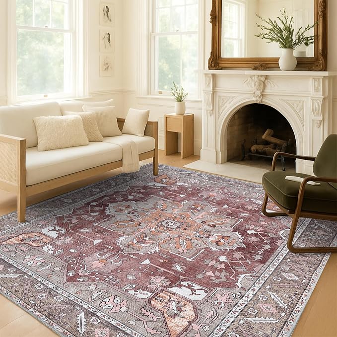 Washable Area Rug. Modern Farmhouse. Vintage. Turkish. Bohemian. Distressed. - Image 8