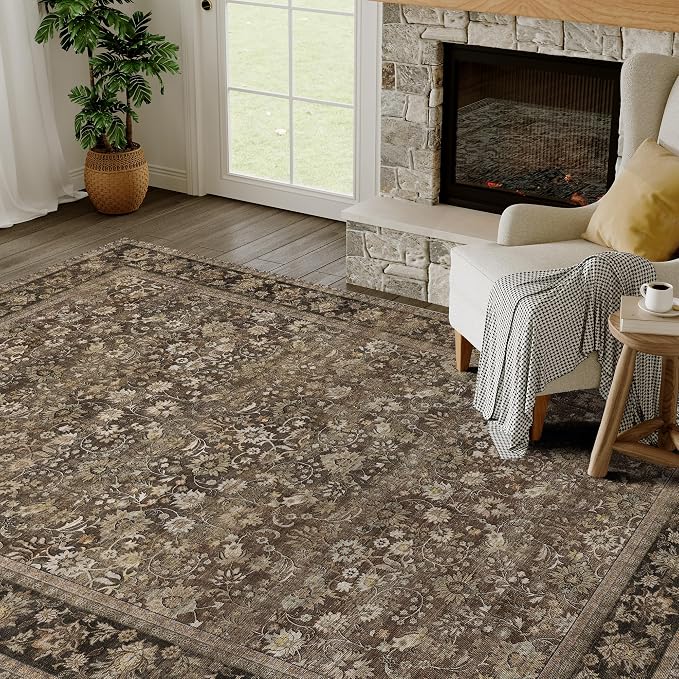 HUGEAR 3x5 Machine Washable Rugs Brown Hallway Area Rug Indoor Accent Rug - Image 4
