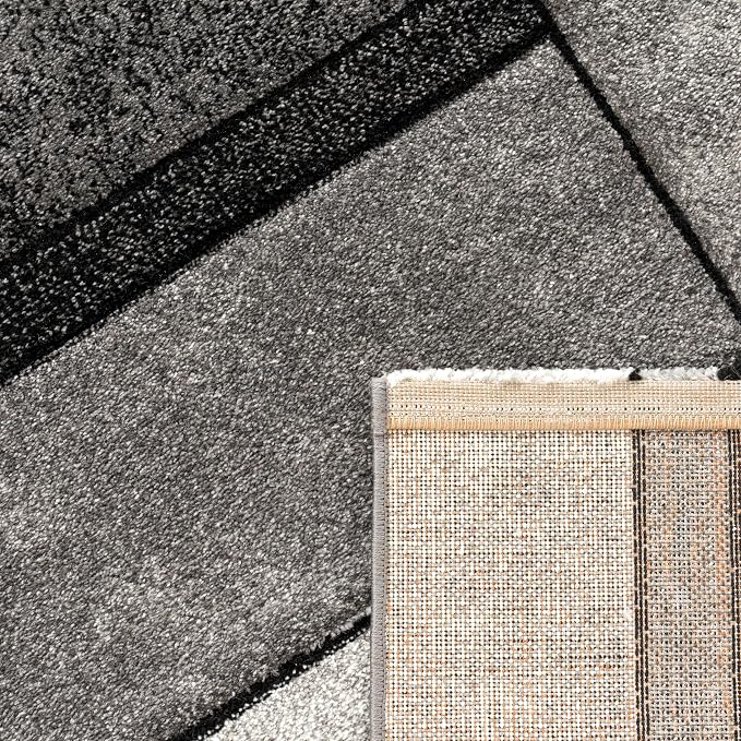 Paco Home Area Rug Modern Geometric Pattern in Grey White, Size: 6'7" x 9'6" - Image 4