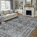 HUGEAR 6x9 Area Rug Black Vintage Machine Washable Living Room Retro Rugs - Image 3