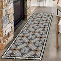 Abstract Black White Geometric Runner Rug, Luxury Greek Key Rugs by Unknown