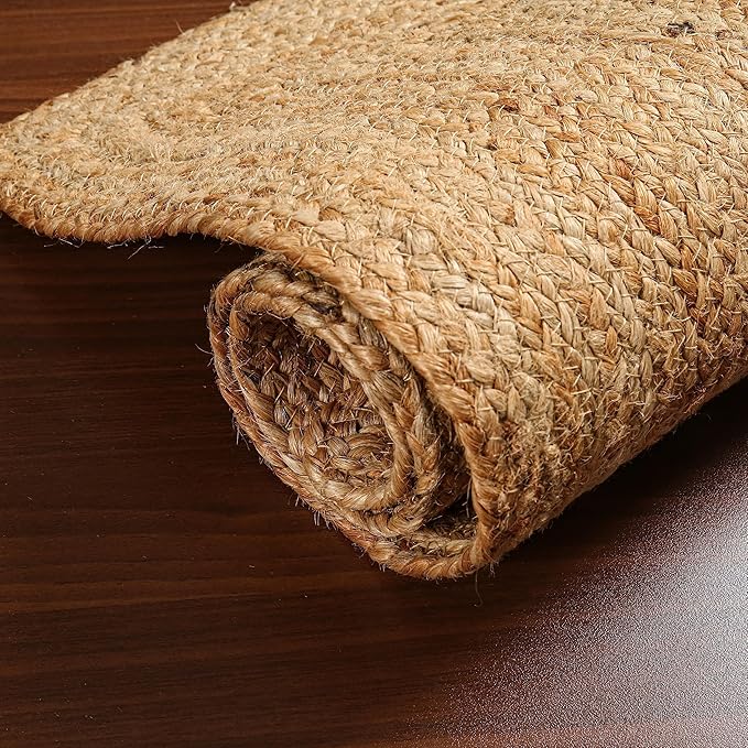 Hand Woven Farmhouse Jute Area Rug 6x9 Ft Rectuangle Natural Yarn, Rustic - Image 3