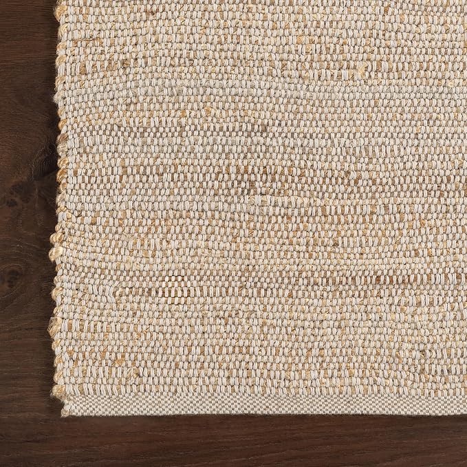 nuLOOM 4x6 Elfriede Jute & Cotton Hand Woven Area Rug, Solid Rustic Farmhouse - Image 4