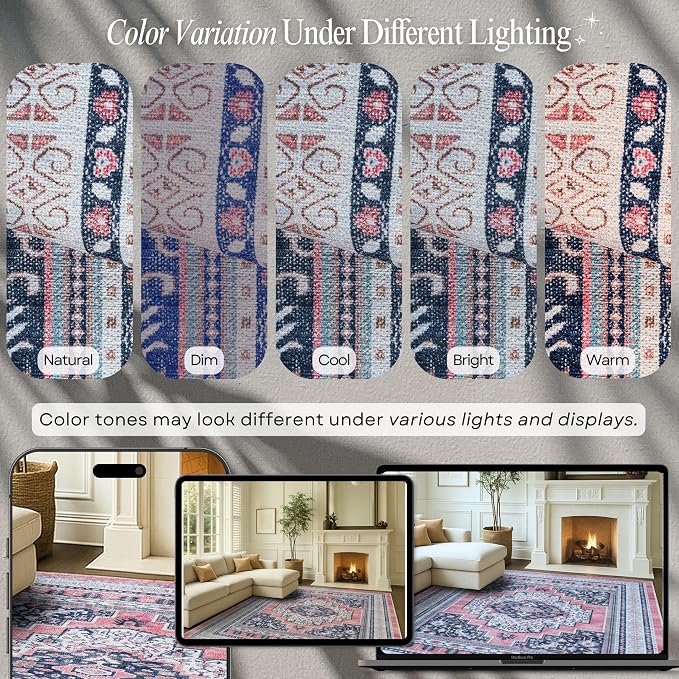 Fame Rugs Turkish Rug. Washable Vintage Oriental Antique Inspired Traditional - Image 4