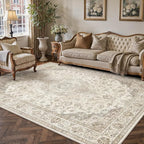 HUGEAR Area Rug 5x7 Vintage Brown Machine Washable Living Room Rugs Thin by HUGEAR