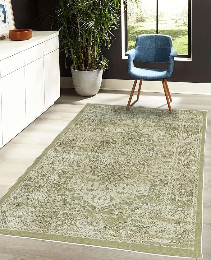 Ambesonne Victorian Decorative Rug, Floral Swirls Weathered Look Blooming - Image 4