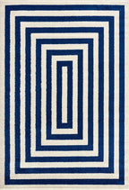 Abani Contemporary Blue & Ivory 6'x9' Area Rug, Contrasting Geometric Modern - Image 3
