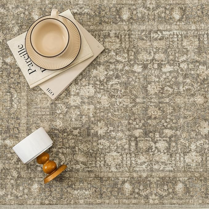 Brown Area Rug 8x10 Machine Washable Large Vintage Living Room Distressed Non - Image 7
