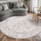 Grey Round Area Rug 4ft Entryway Door Mat Small Circle 4x4 Kitchen Vintage - Image 6