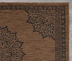 CAMILSON Outdoor Rug, 9x12 Medallion Nut Brown Black Modern Area Rugs - Image 4