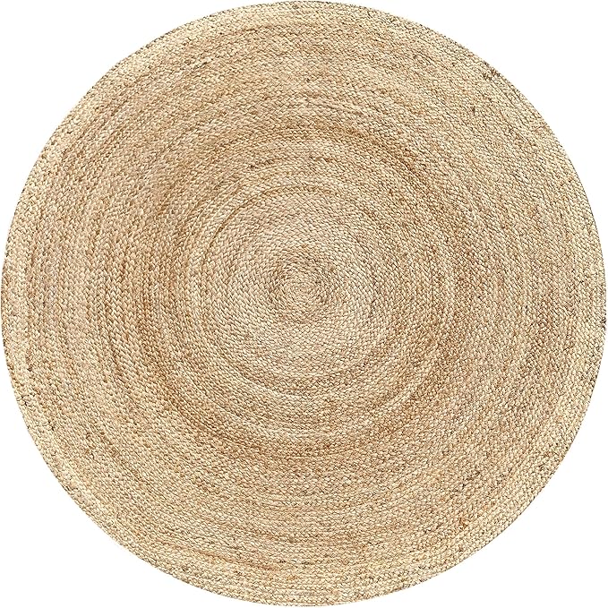 Hausattire Hand Woven Jute Braided Rug, 4’ Round – Natural, Reversible Boho - Image 5