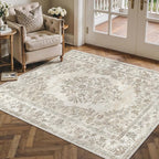 3x4 Area Rug Beige Washable Office Vintage Distressed Carpet Bedroom Indoor - Image 4