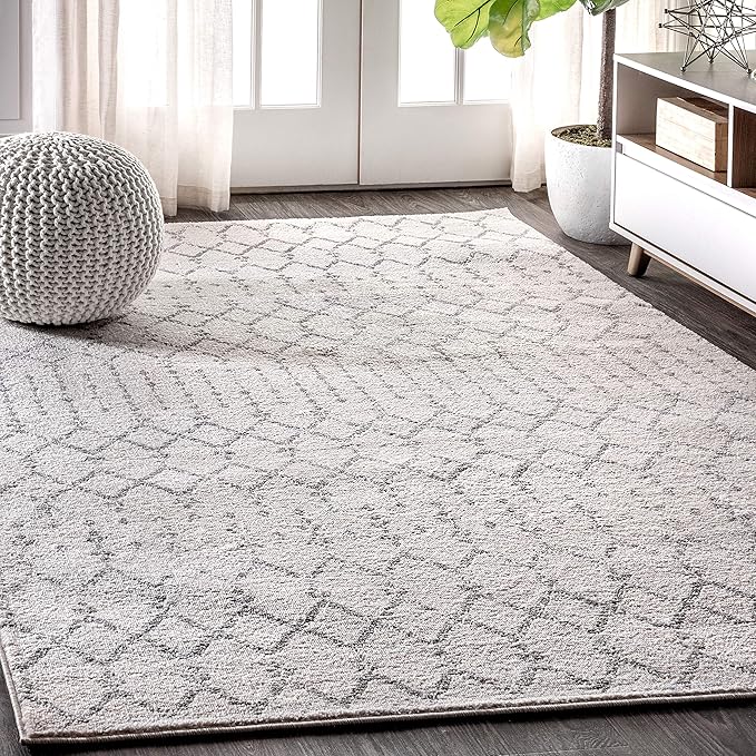 JONATHAN Y Boho Vintage Diamond Cream/Gray Indoor Area Rug 12X15 ft, Moroccan by JONATHANY