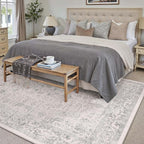 Gray Area Rug 5x7 Machine Washable Vintage Living Room Distressed Non Slip - Image 5