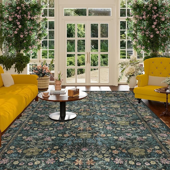 DUKINO 6x9 Rugs for Living Room, Vintage Washable Rug - Image 9