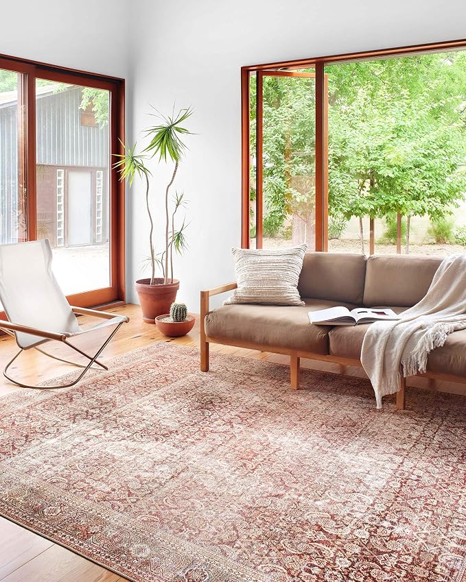 Loloi Layla Collection LAY-11 Cinnamon/Sage 3'-6" x 5'-6" .13" Thick Accent Rug by Loloi