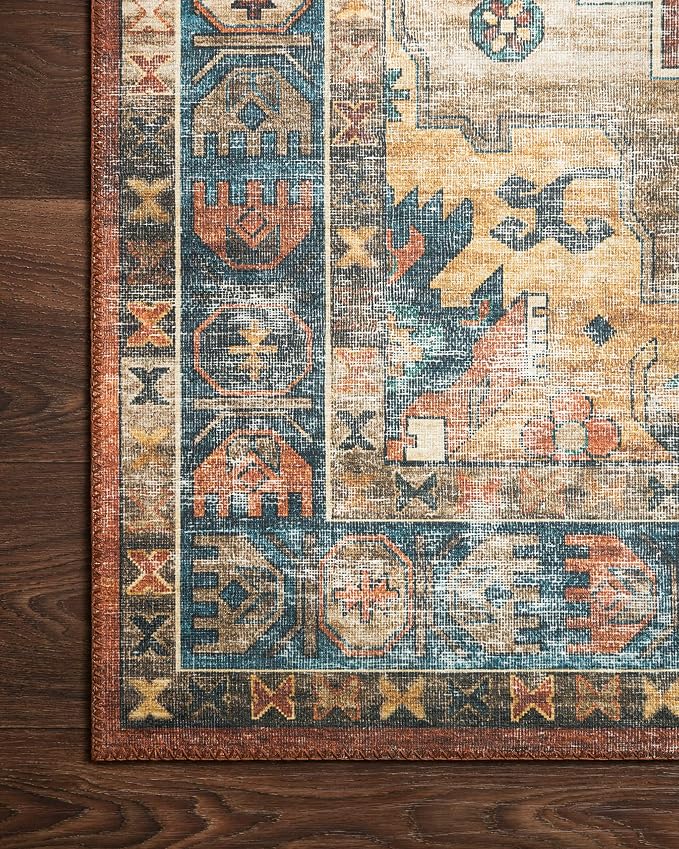 Loloi Skye Collection SKY-11 Rust/Blue 6'-0" x 6'-0" Round Area Rug - Image 6