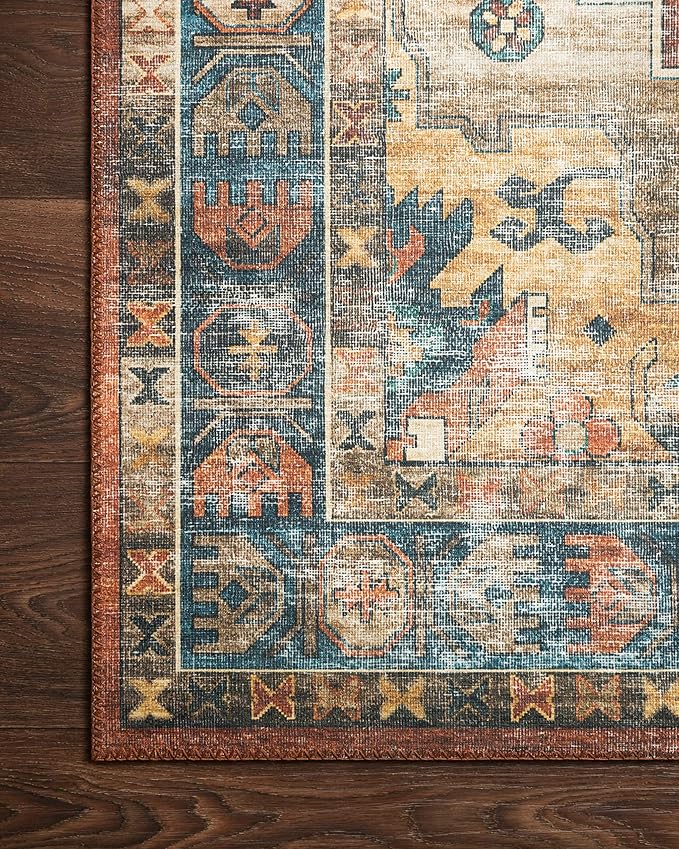 Loloi II Skye Collection SKY-07 Terracotta/Sky 3'-6" x 5'-6" Accent Rug - Image 6