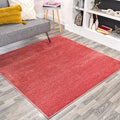 Eyely UES100E-5SQ Haze Solid Low-Pile Red 5' Square Area Rug, Pet Friendly by eyely