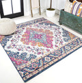 JONATHAN Y Boho Vintage Blue/Multi 3x3 Square Area Rug, Bohemian Flair Medallion by JONATHANY