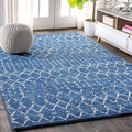 JONATHAN Y Boho Vintage Diamond Blue/White Indoor Area Rug 4X6 ft, Moroccan Hype by JONATHANY