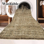 5x7 Washable Area Rug Vintage Brown Traditional Floor Cover Foldable Thin Rug - Image 3