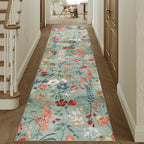 Floral Runner Rug 2x12 Washable Hallway Long Green Bedroom Carpet Non Slip - Image 5