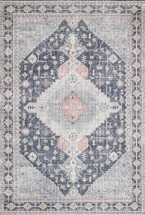 Loloi Skye Collection SKY-02 Charcoal/Multi 6'-0" x 6'-0" Round Area Rug - Image 3