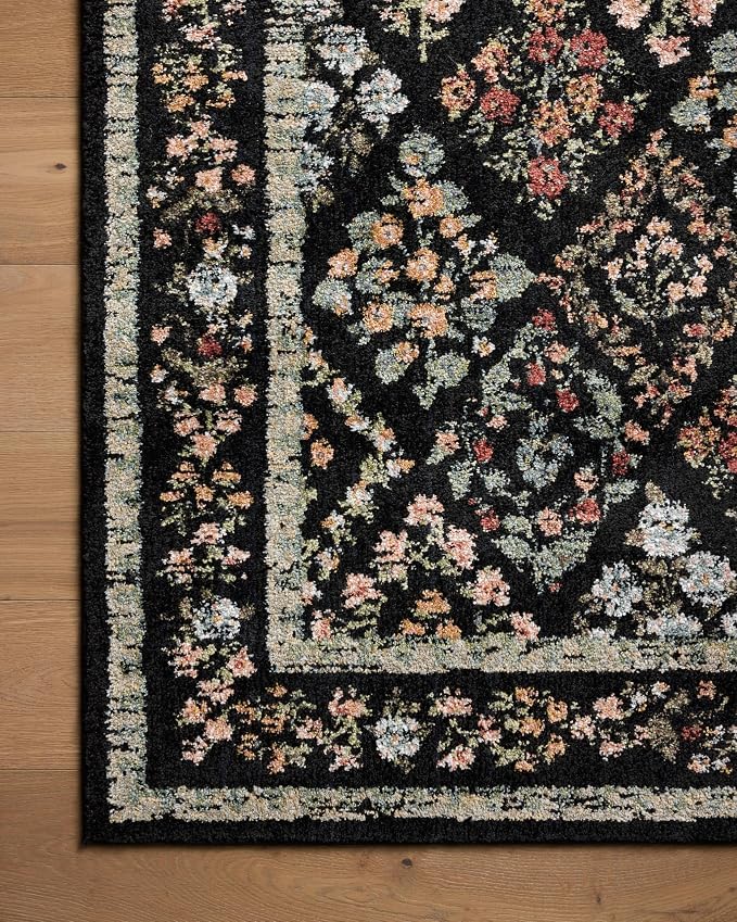 Loloi Rifle Paper Co. Laurel Collection LAU-04 Black/Multi 2'-8" x 10' Runner - Image 4