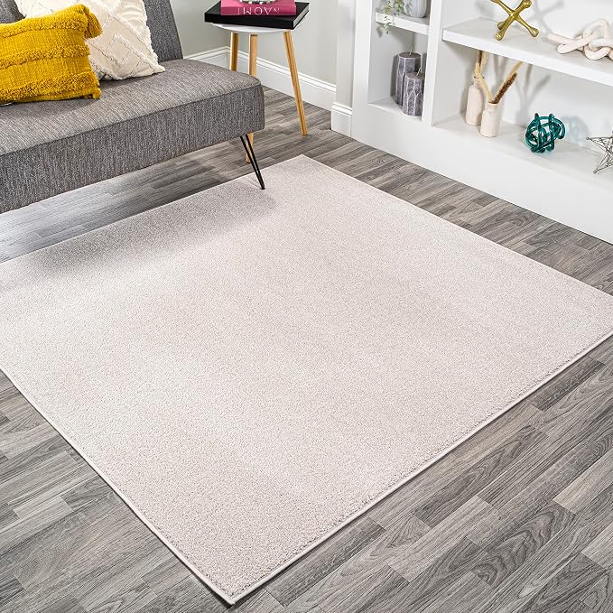 JONATHAN Y Haze Solid Low-Pile Ivory 6x6 Square Indoor Area Rug, Minimalist by JONATHANY