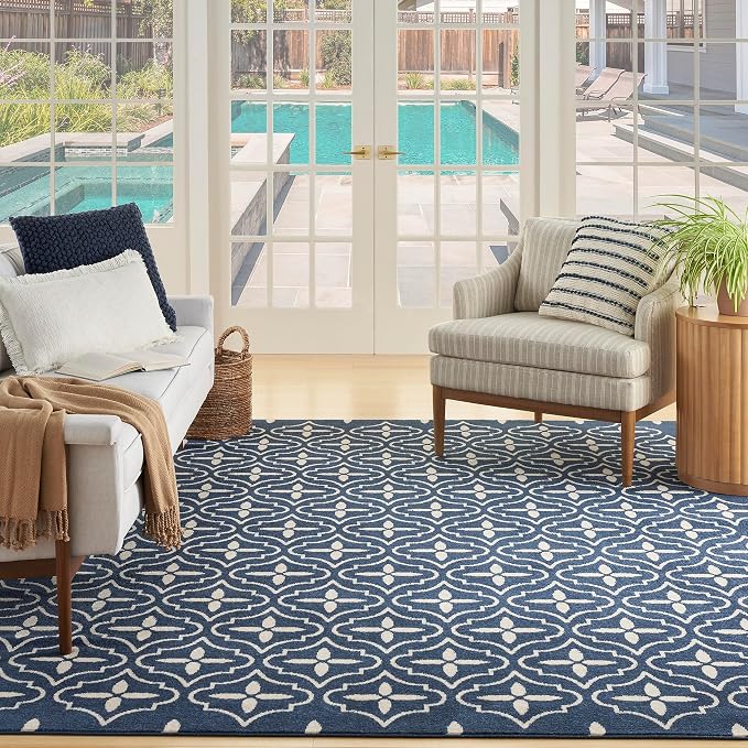 Nourison Home Nourison Essentials Navy Ivory 8' x 10' Area Rug - Image 3