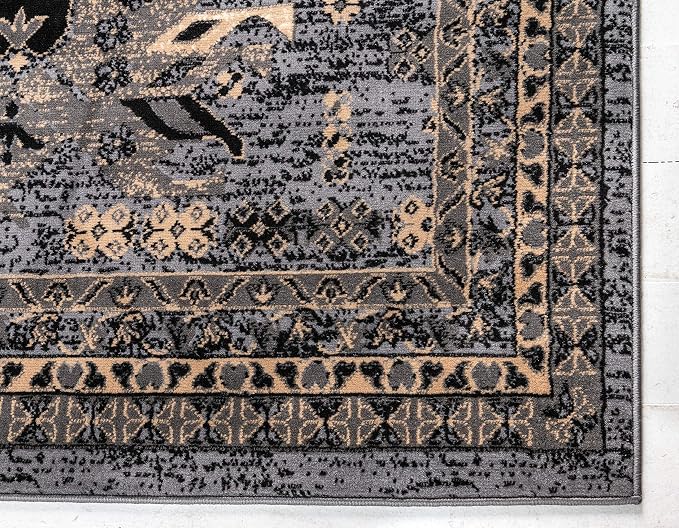 Unique Loom Taftan Collection Border Geometric Tribal Inspired Design Area Rug - Image 8