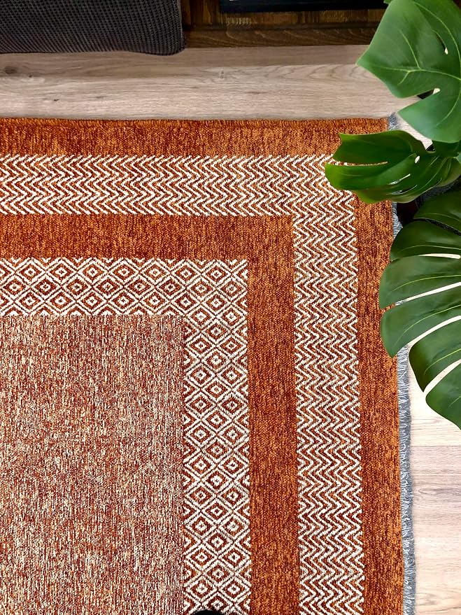 Alfa Rich 4x6 Burnt Orange Washable Area Rugs - Image 6
