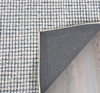 Hand-Tufted 100% Wool Pile Area Rug – Geometric Textured Grid Check Pattern – - Image 4