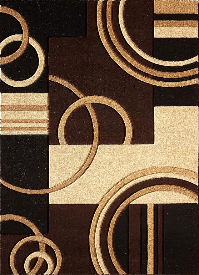 GLORY RUGS Area Rug Modern 8x10 Brown Soft Hand Carved Contemporary Floor Carpet - Image 3