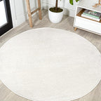 JONATHAN Y Haze Solid Low-Pile Cream 4' Round Indoor Area Rug, Minimalist by JONATHANY