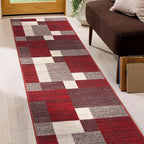 Rugshop Red Modern Geometric Boxes Non-Slip Area Rug Non-Shedding - Image 7