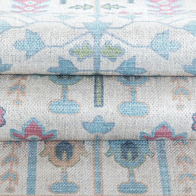 Fame Living Cream Blue Oushak Rug, Extra Large Area Rugs - Image 8