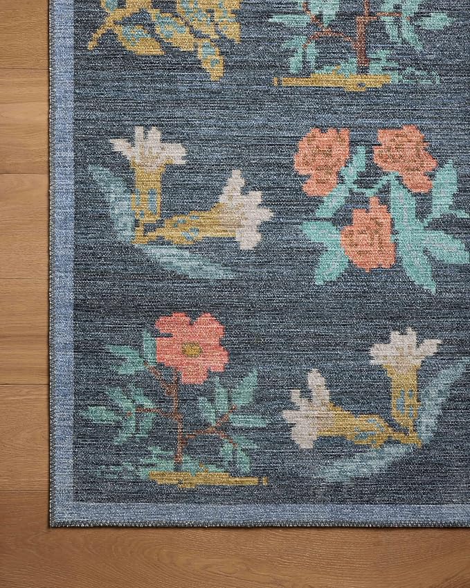 Loloi Rifle Paper Co. Rosa Collection RSA-03 Navy 2'-6" x 7'-6" Runner Rug - Image 4