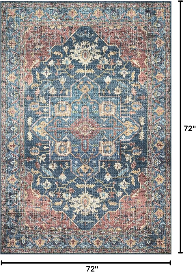 Loloi Skye Collection SKY-08 Denim/Brick 6'-0" x 6'-0" Round Area Rug - Image 2