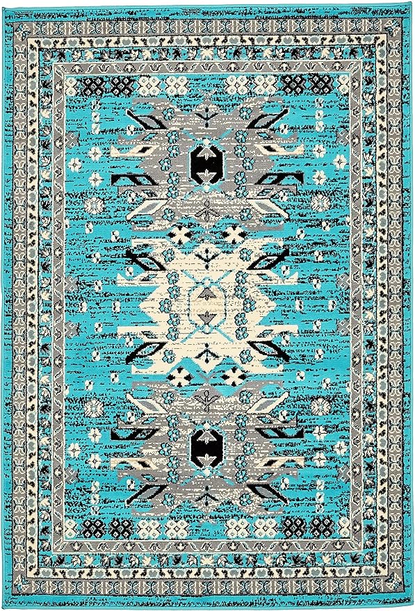 Unique Loom Taftan Collection Border Geometric Tribal Inspired Design Area Rug - Image 10