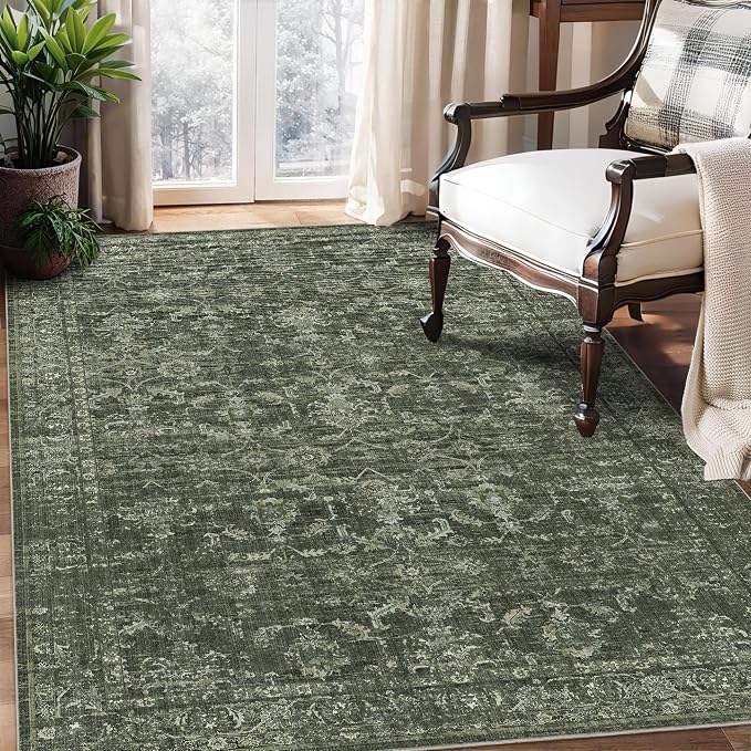 3x5 Washable Area Rugs for Living Room, Vintage Boho Large Rug for Bedroom by HOME