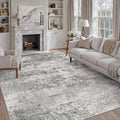 8x10 Grey Area Rug Washable Modern Abstract Living Room Carpet Non Slip Neutral by PureCozy