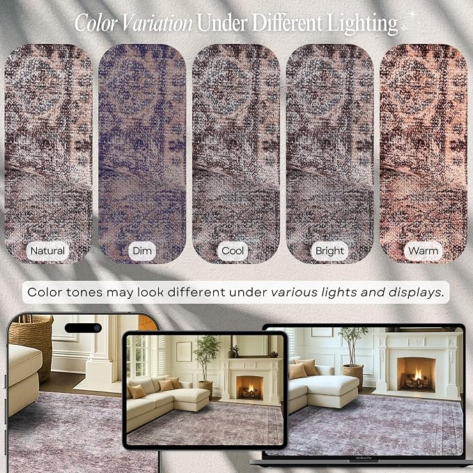 Fame Rugs Turkish Rug. Washable Vintage Oriental Antique Inspired Traditional - Image 4