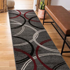 Rugshop Modern Wavy Circles Design Non-Shedding Runner Rug, Carpet by Rugshop