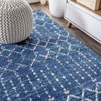 JONATHAN Y Boho Vintage Diamond Blue/White Indoor Area Rug 8X10 ft, Moroccan - Image 7